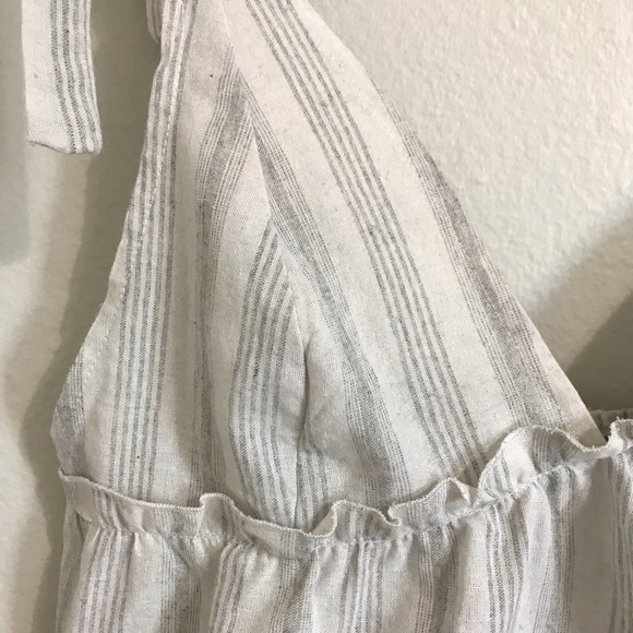 Shein Crop Spaghetti Tie Straps Light Gray with Grey Stripes Tank Top Size L - Picture 6 of 17